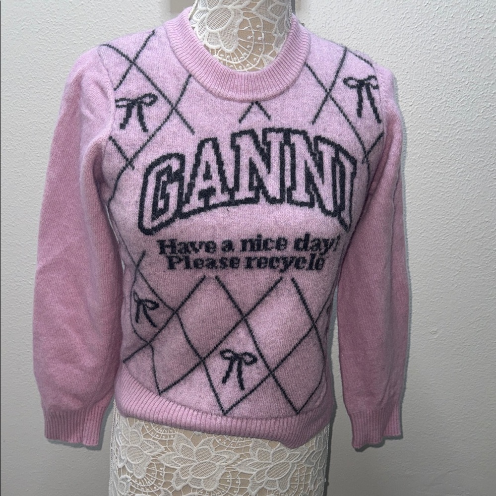 Ganni Pink Crew Neck Sweater